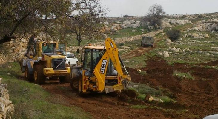 سلفيت: قوات الاحتلال تُواصل تجريف أراضٍ وتقتلع عشرات أشجار الزيتون