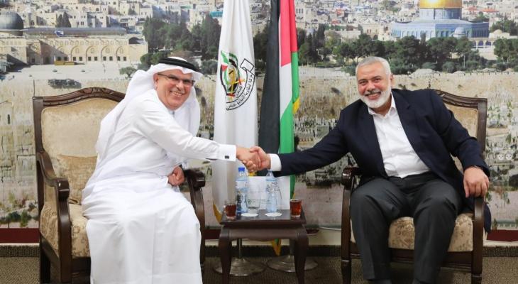 بالصور: تفاصيل لقاء هنية وقيادة "حماس" مع السفير العمادي في غزّة