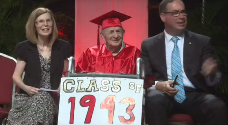 بالفيديو: احتفل بتخرجه من الثانوية وعمره 95 عاما !