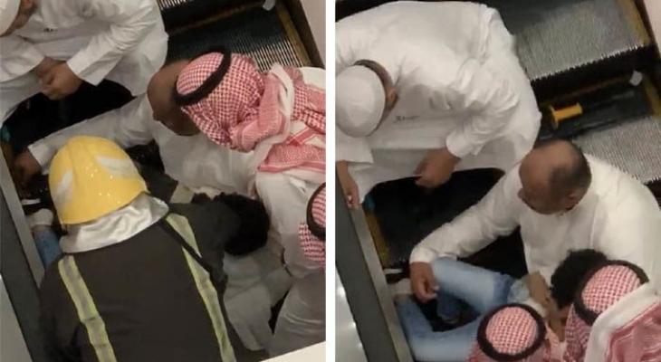 بالصور: الدفاع المدني "السعودي" يحرر قدم طفل علقت في سلم كهربائي بجدة