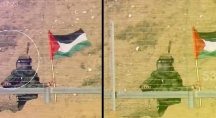 شاهد: ألوية الناصر تبث مقطع لتفجير علم مفخخ على حدود قطاع غزّة