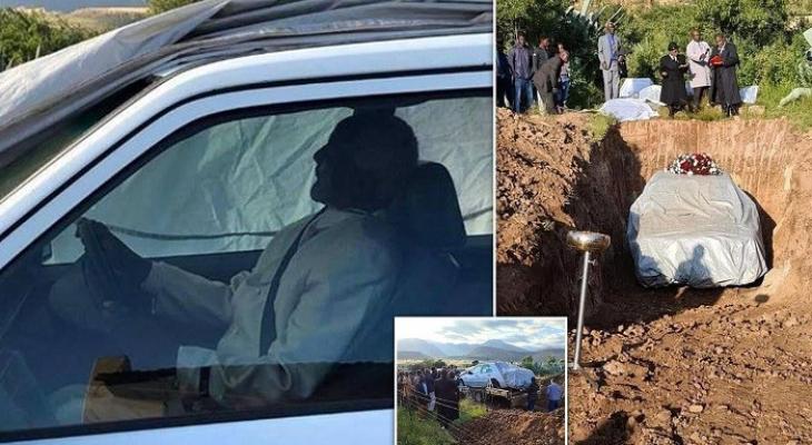 بالفيديوهات والصور: دفن "زعيم إفريقي" داخل سيارته "المرسيدس" تنفيذا لوصيته