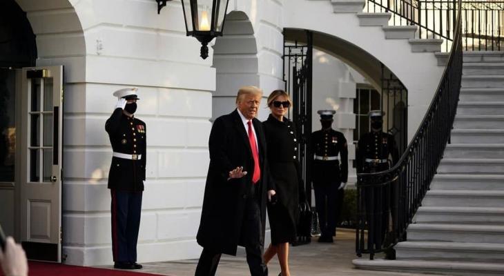 ترامب يغادر البيت الأبيض برفقة زوجته قبيل حفل تنصيب بايدن
