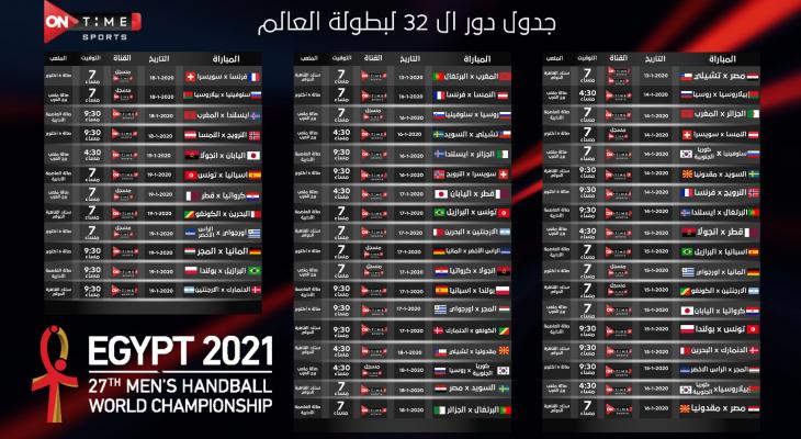 موعد مباريات منتخب مصر لكرة اليد في كاس العالم 2021