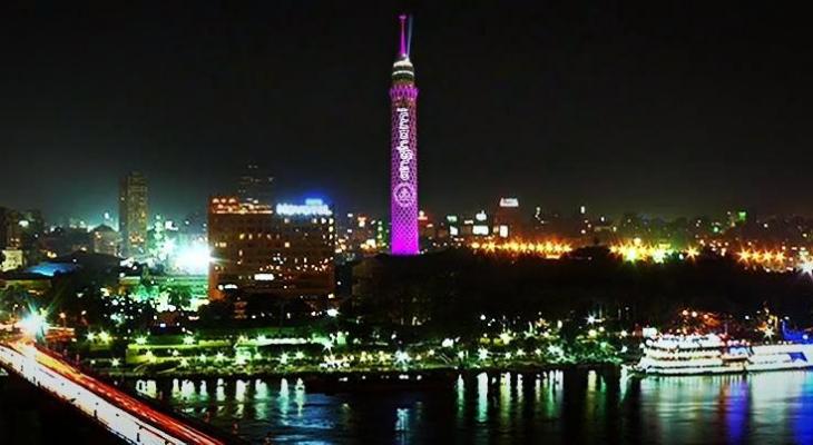 صور: شعار "أنغامي" يضيء برج القاهرة