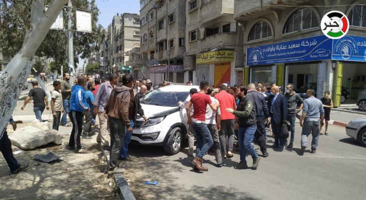 شاهد: انقلاب "جيب" في شارع الجلاء شمال مدينة غزّة
