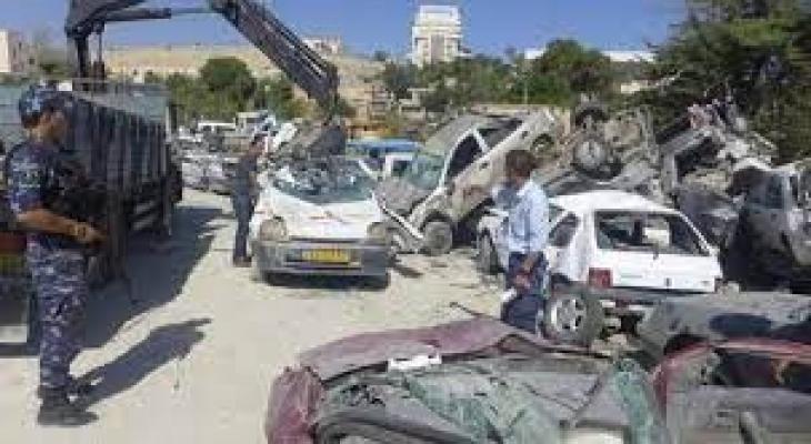 شرطة رام الله تُتلف 75 مركبة غير قانونية