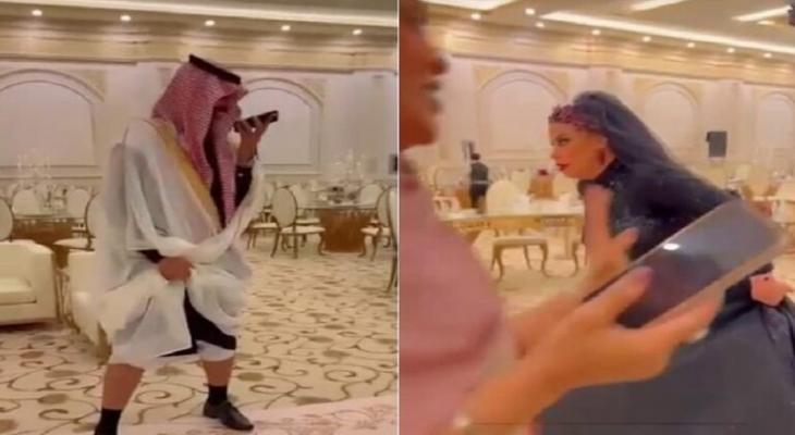 بالفيديو: بفستان زواج أسود.. السعودية "شمس الأسطورة" تتحدى عريسها أثناء حفل زفافها
