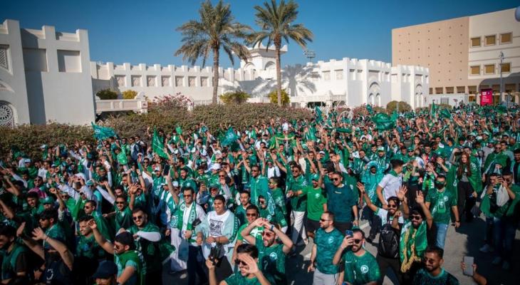 في كأس العالم 2022.. جمهور المنتخب السعودي يُنظم مسيرته الثانية "فخرنا الأخضر"