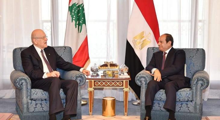 السيسي يلتقي رئيس وزراء لبنان لبحث سبل التعاون المشترك 