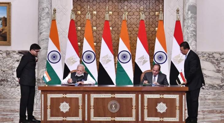 السيسي ورئيس وزراء الهند يوقعون إعلان مشترك لرفع العلاقات بين البلدين