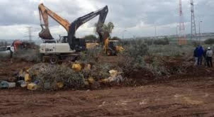 الاحتلال يجرف أراض زراعية ويهدم منشأة تجارية في الضفة الغربية