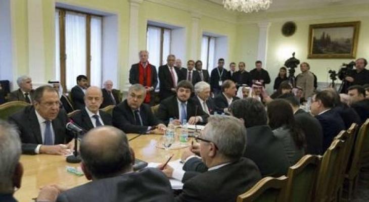 جانب من لقاء وزير الخارجية الروسي مع وفود المعارضة السورية في موسكو 