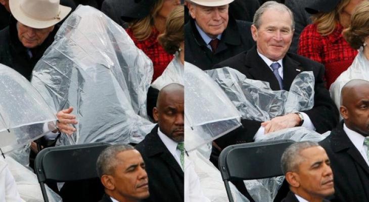 بالصور.. ماذا فعل بوش في حفل تنصيب ترمب؟