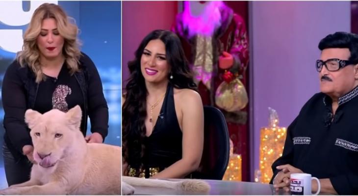 رد فعل سمير غانم وإيمي سلطان بعد أنْ فاجأهما أسدٌ في الاستديو!