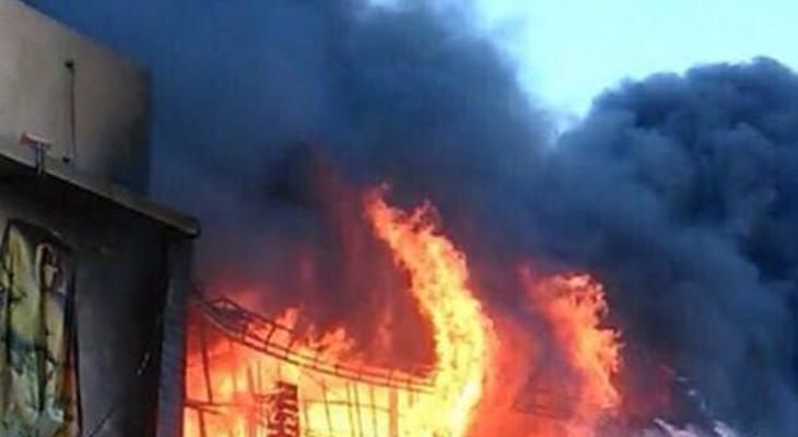 اندلاع حريق هائل بمنزل في بيت لاهيا جراء انفجار اسطوانة غاز
