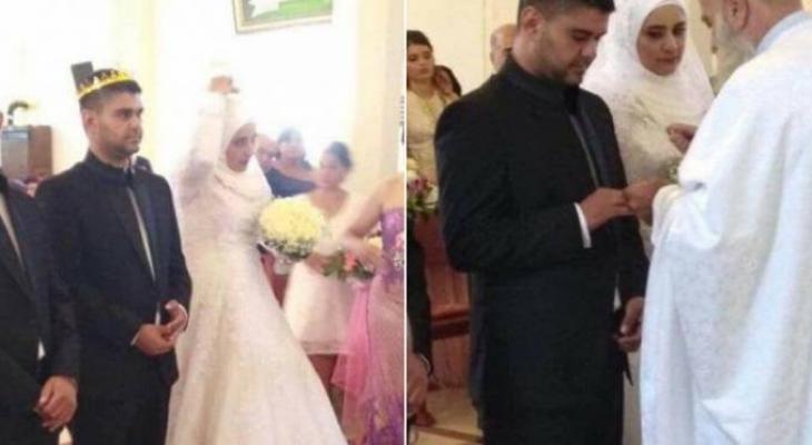شاهدوا :  لبنانية مسلمة تتزوج شاباً مسيحياً داخل الكنيسة!