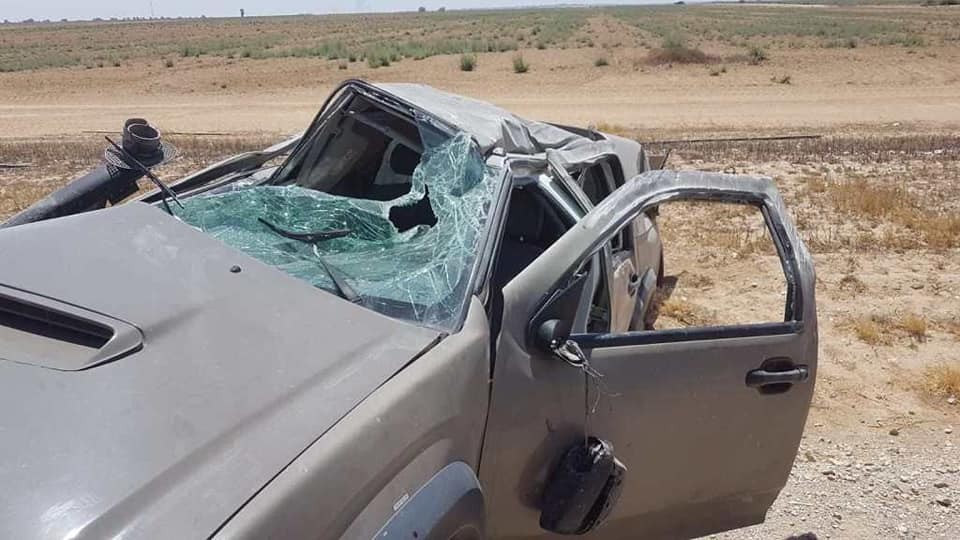 بالصور: إصابة جنديين إسرائيليين إثر انقلاب سيارتهم  في أوفاكيم