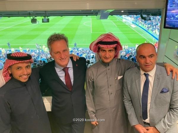 رئيس نادي النصر السعودي يحتفل مع بيريز بفوز الريال في البرنابيو