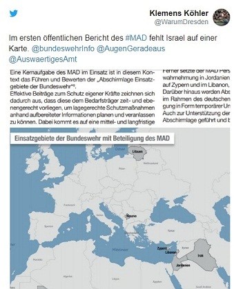شاهد: المخابرات العسكرية الألمانية تحذف "إسرائيل" من خارطة الشرق الأوسط
