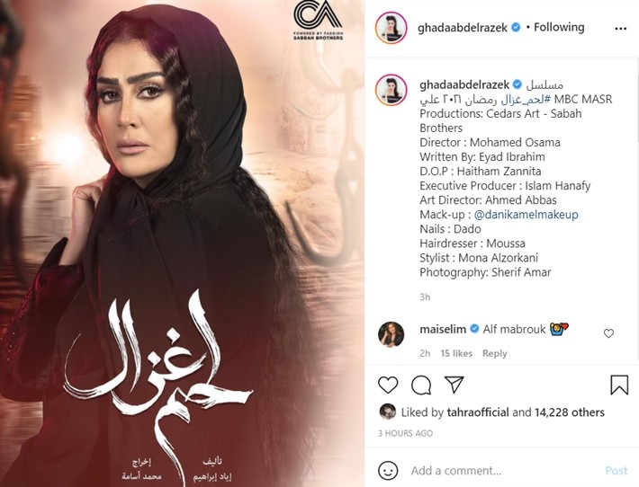 شاهدوا | الممثلة المصرية "غادة عبد الرازق" بالحجاب على بوستر مسلسل "لحم غزال"