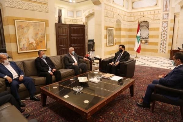 بالصور: تفاصيل لقاء هنية مع رئيس حكومة تصريف الأعمال اللبنانية