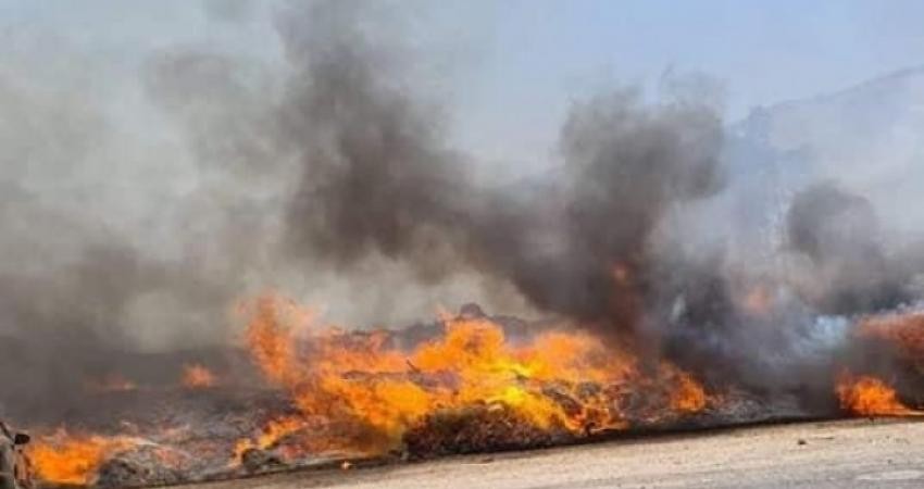 بالصور: اندلاع حريق في محيط متنزه الساخنة جنوب طبريا