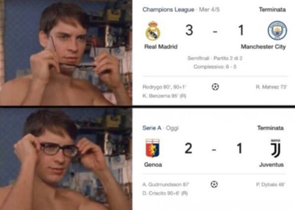 صورة: جنوى يستغل ريال مدريد للسخرية من يوفنتوس