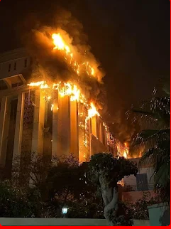 عشرات الإصابات إثر حريق اندلع في مديرية أمن الإسماعيلية